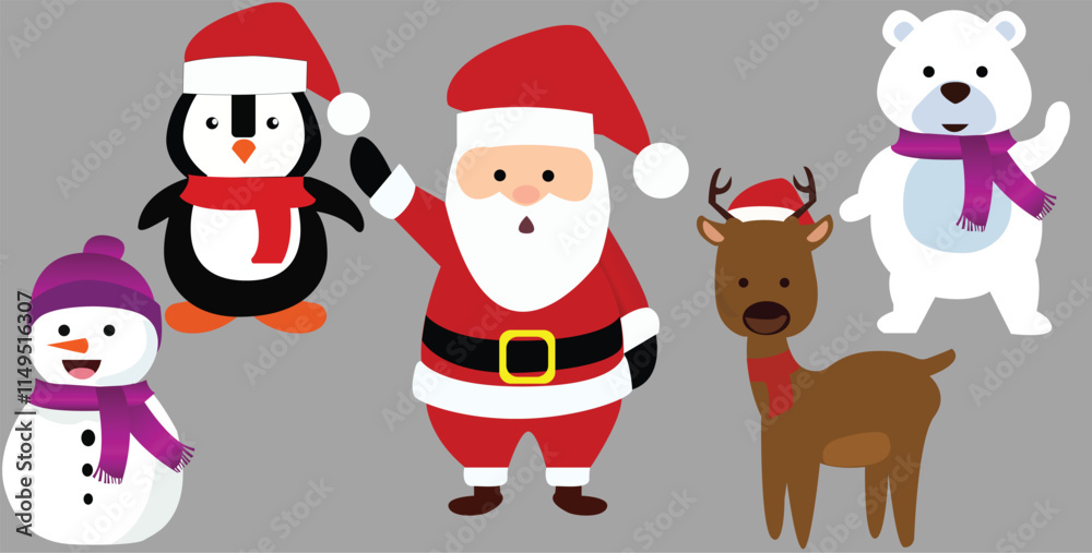 Christmas items collection including Santa, snow bear and others