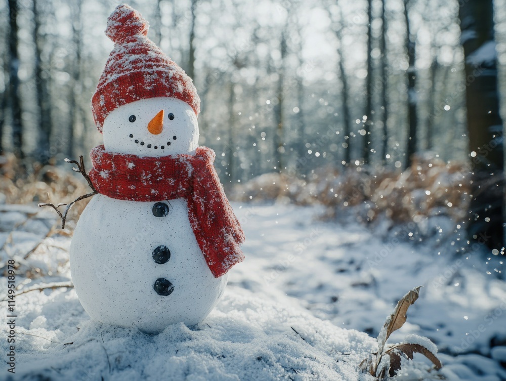Obraz premium Snowman in a Winter Forest