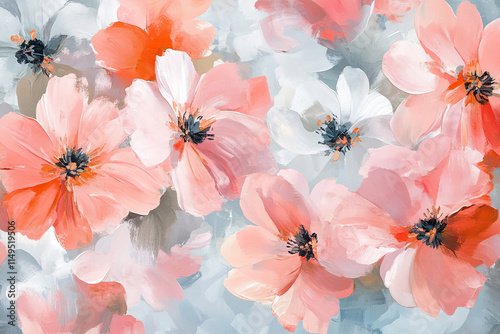 Abstract oil painting flowers wallpaper, art oil painting background