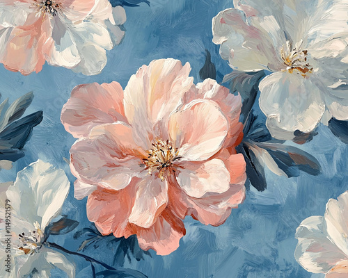 Abstract oil painting flowers wallpaper, art oil painting background