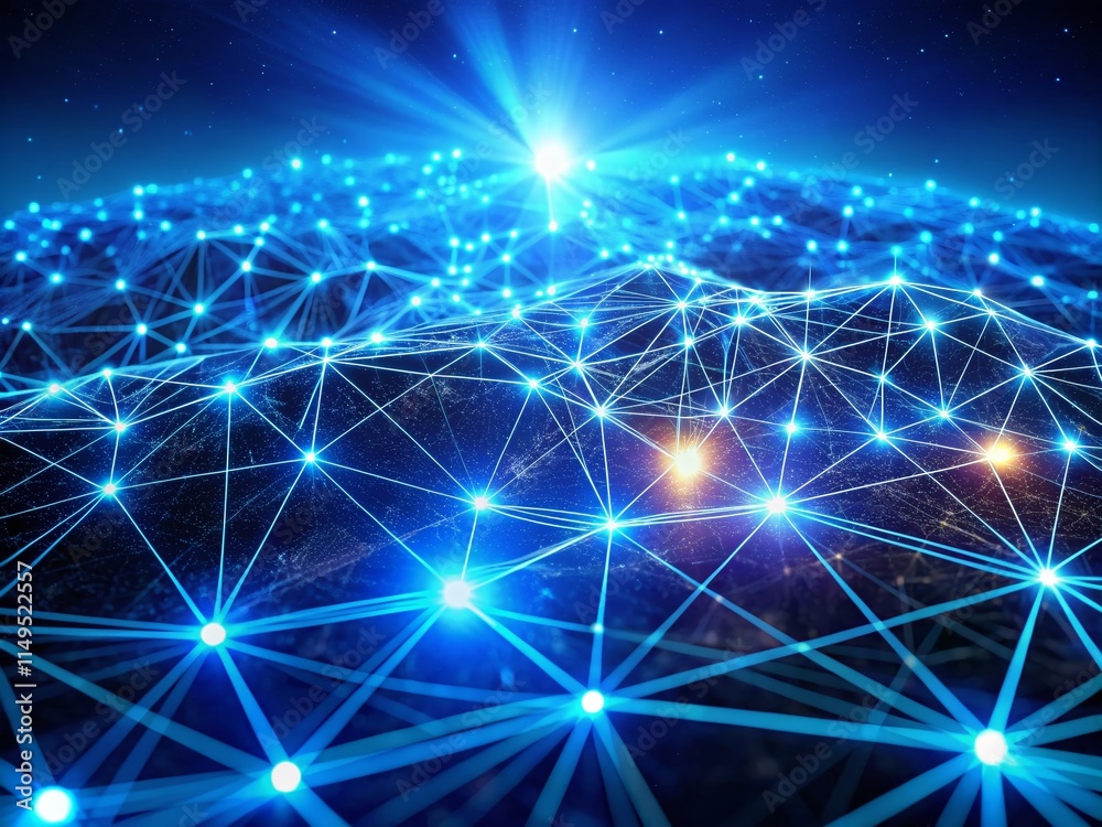 Fototapeta premium Professional Blue Tech Network Background: Soft Shadows & Abstract Connections