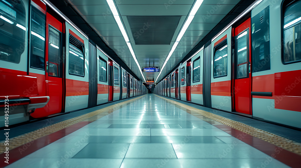 Fototapeta premium Traveling by train, the prosperity, the beauty of convenient and fast travel