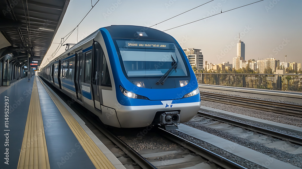 Naklejka premium Traveling by train, the prosperity, the beauty of convenient and fast travel