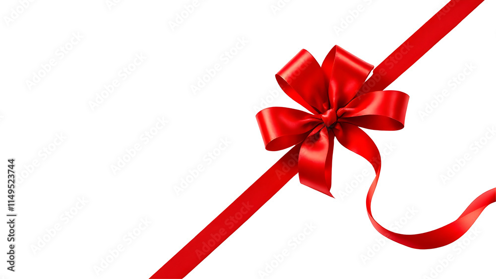 Red ribbon bow for gift box decoration, elegant festive ornament, shiny red ribbon with bow, isolated PNG on transparent background. birthday, and holiday gift wrapping designs Red ribbon bow for gift box decoration, elegant festive ornament, shiny red ribbon with bow, isolated PNG on transparent background. birthday, and holiday gift wrapping designs