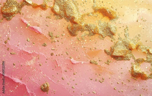 Abstract Pink and Gold Glitter Texture Background: Elegant Marble Design with Shimmering Gold Accents photo