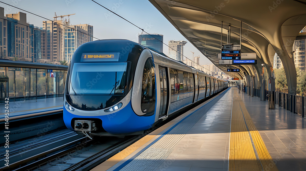 Fototapeta premium Traveling by train, the prosperity, the beauty of convenient and fast travel