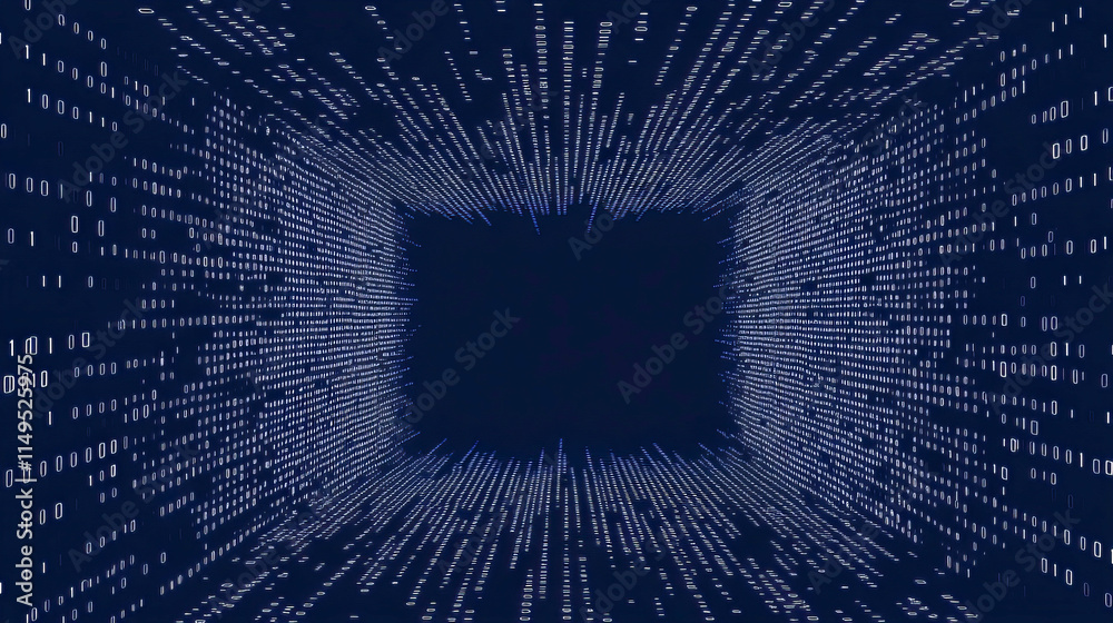 Abstract digital tunnel with cascading binary code and futuristic design Abstract digital tunnel with cascading binary code and futuristic design