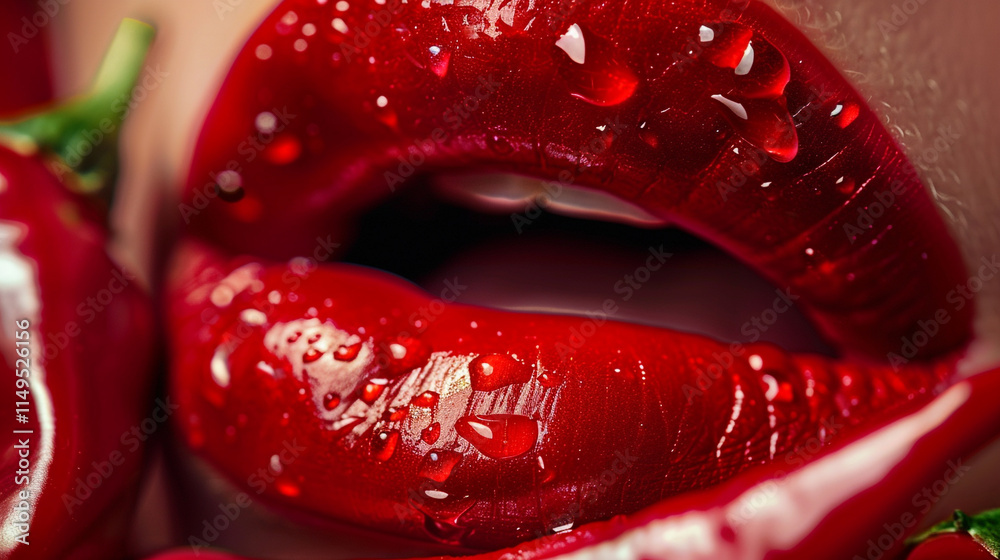 _Close-up_of_glossy_red_lips_with_a_vibrant_chili _Close-up_of_glossy_red_lips_with_a_vibrant_chili