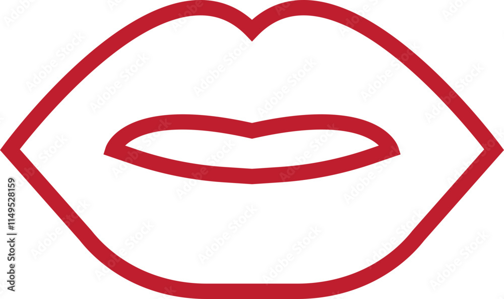 Lip gesture red line icon. Mouth expressing emotions sign. Design element for romantic poster. love symbol. Concept of beauty, minimalist style and fashion print isolated on transparent background. Lip gesture red line icon. Mouth expressing emotions sign. Design element for romantic poster. love symbol. Concept of beauty, minimalist style and fashion print isolated on transparent background.