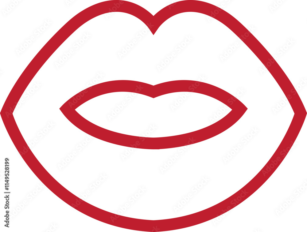 Lip gesture red line icon. Mouth expressing emotions sign. Design element for romantic poster. love symbol. Concept of beauty, minimalist style and fashion print isolated on transparent background. Lip gesture red line icon. Mouth expressing emotions sign. Design element for romantic poster. love symbol. Concept of beauty, minimalist style and fashion print isolated on transparent background.