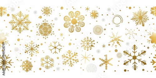 Wallpaper Mural Golden Snowflakes Winter Holiday Pattern Torontodigital.ca
