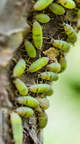 close-up of invasive emerald ash borer larvae damaging native ash trees