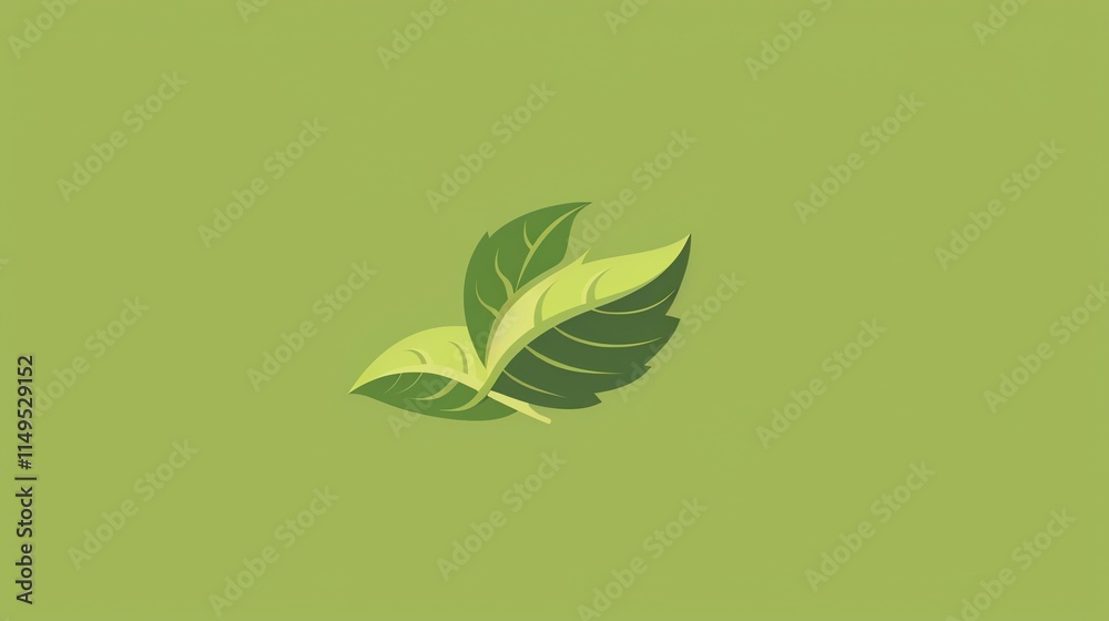 A simple illustration of two leaves on a green background. A simple illustration of two leaves on a green background.