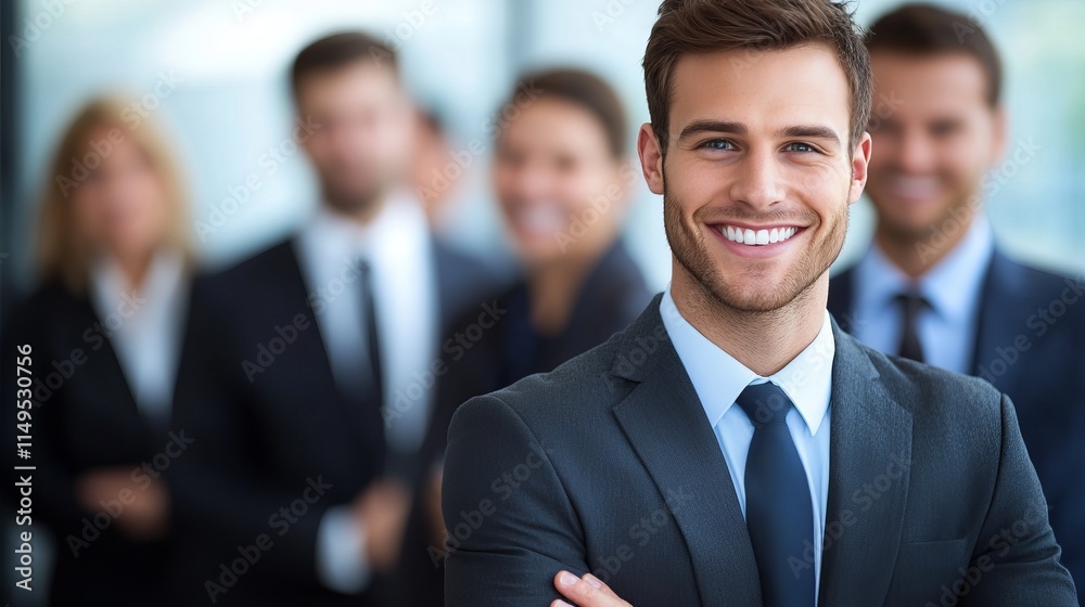 Happy Customers Group Smiling and Thanking in a Professional Business Environment Happy Customers Group Smiling and Thanking in a Professional Business Environment