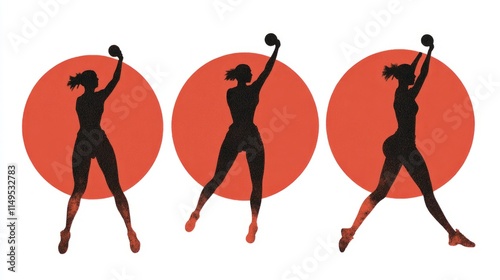 Modern Badminton Women Players In Action Logo