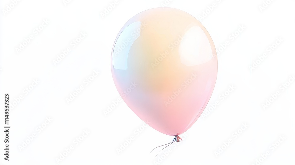 Soft Pink and Yellow Gradient Balloon Floating Against a Minimalist Background in a Bright and Airy Setting