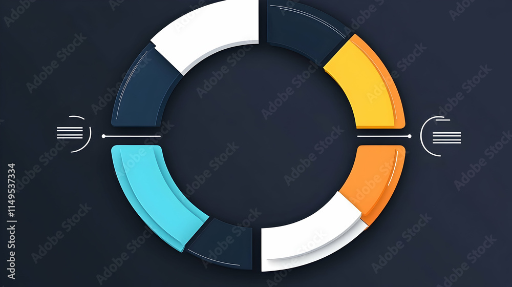 Circular infographic chart segments data visualization dark background business presentation. generative ai Circular infographic chart segments data visualization dark background business presentation. generative ai