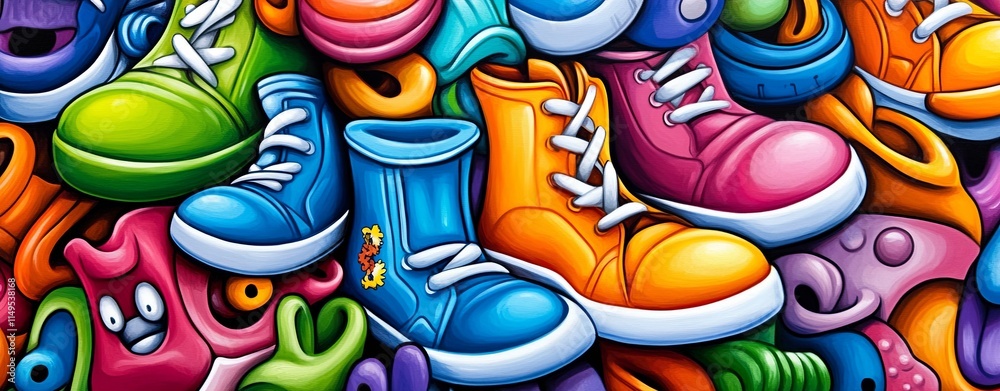 Fototapeta premium Comical Background with Everyday Objects and Socks