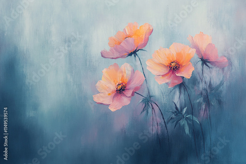 Abstract oil painting flowers wallpaper, art oil painting background