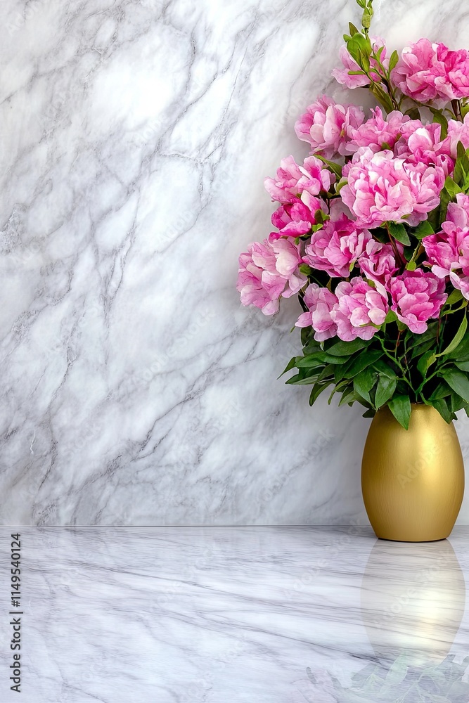 Fototapeta premium Elegant Floral Arrangement with Marble Background