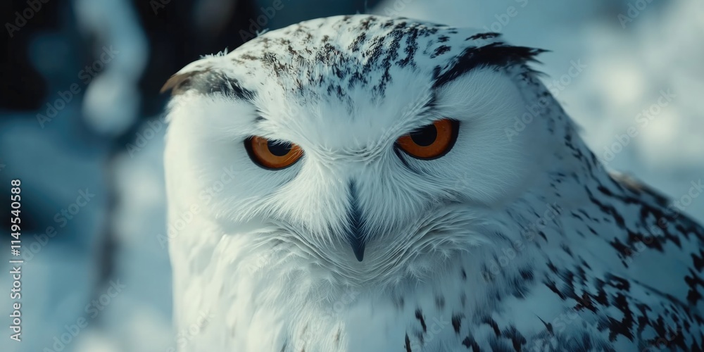 Naklejka premium White owl with orange eyes