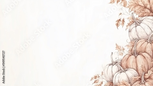 Elegant Autumn Pumpkins and Leaves Border Design