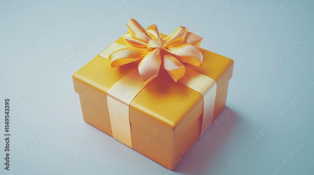 Obraz premium Vibrant Yellow Gift Box with Bow on Soft Background for Celebrations and Special Occasions