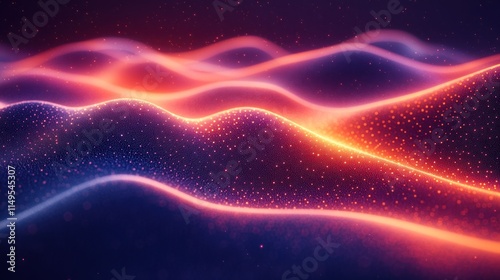 Abstract glowing wave particles background.