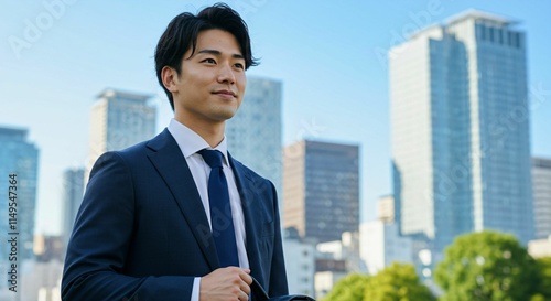 Ambitious Japanese Businessman in the Heart of the City: A Vision for Success 都市の中心で野心を持つ日本人ビジネスマン：成功へのビジョン