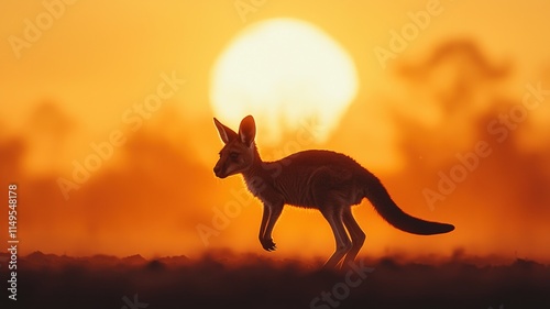 wildlife rescue release concept. A silhouette of a kangaroo against a vibrant sunset, creating a stunning visual of nature's beauty and wildlife.