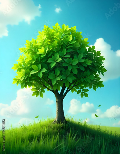 green tree on the meadow