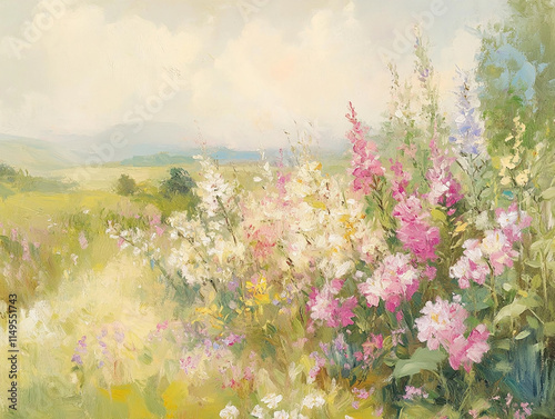 Abstract oil painting flowers wallpaper, art oil painting background