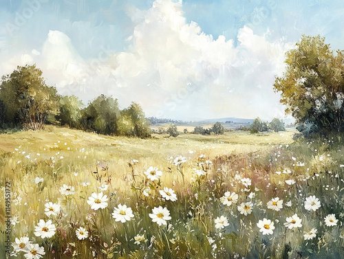 Abstract oil painting flowers wallpaper, art oil painting background