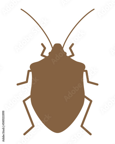 Silhouette of brown stink bug. Vector illustration.