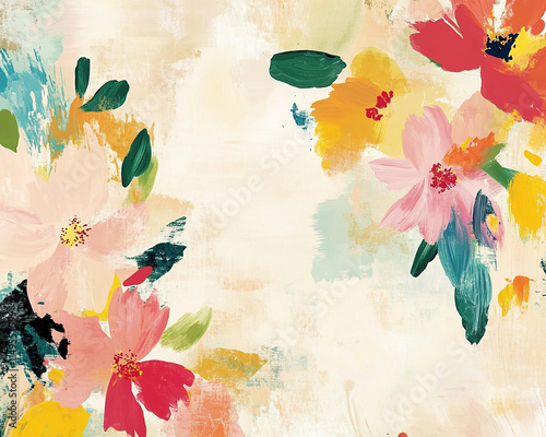 Abstract oil painting flowers wallpaper, art oil painting background