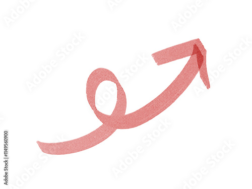 Illustration of a watercolor-style red arrow rotating once