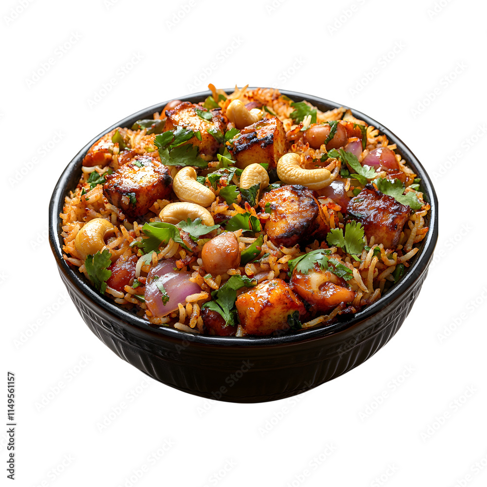 Appetizing Cashew-Infused Biryani isolated on transparent background Appetizing Cashew-Infused Biryani isolated on transparent background