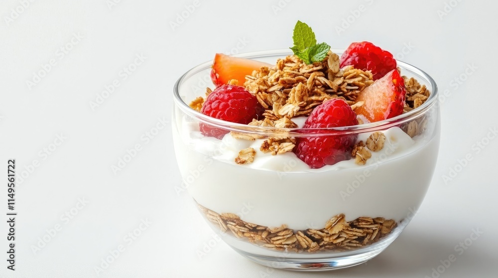 Fresh Yogurt with Berries and Granola in a Bowl Fresh Yogurt with Berries and Granola in a Bowl