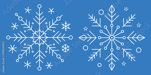 Set of snowflakes, vector illustration, winter background	
