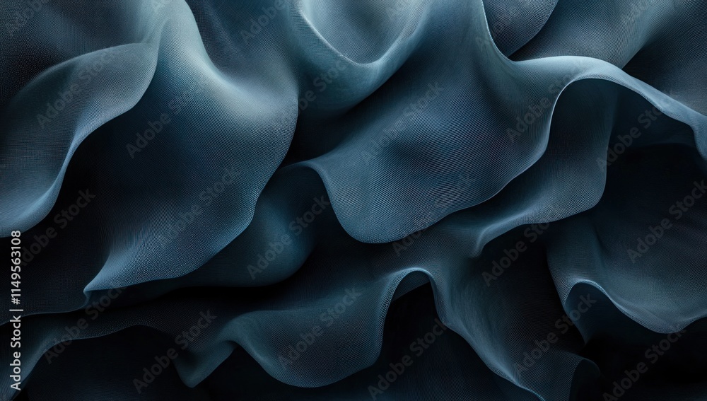 Obraz premium Dark blue fabric draped in soft waves.