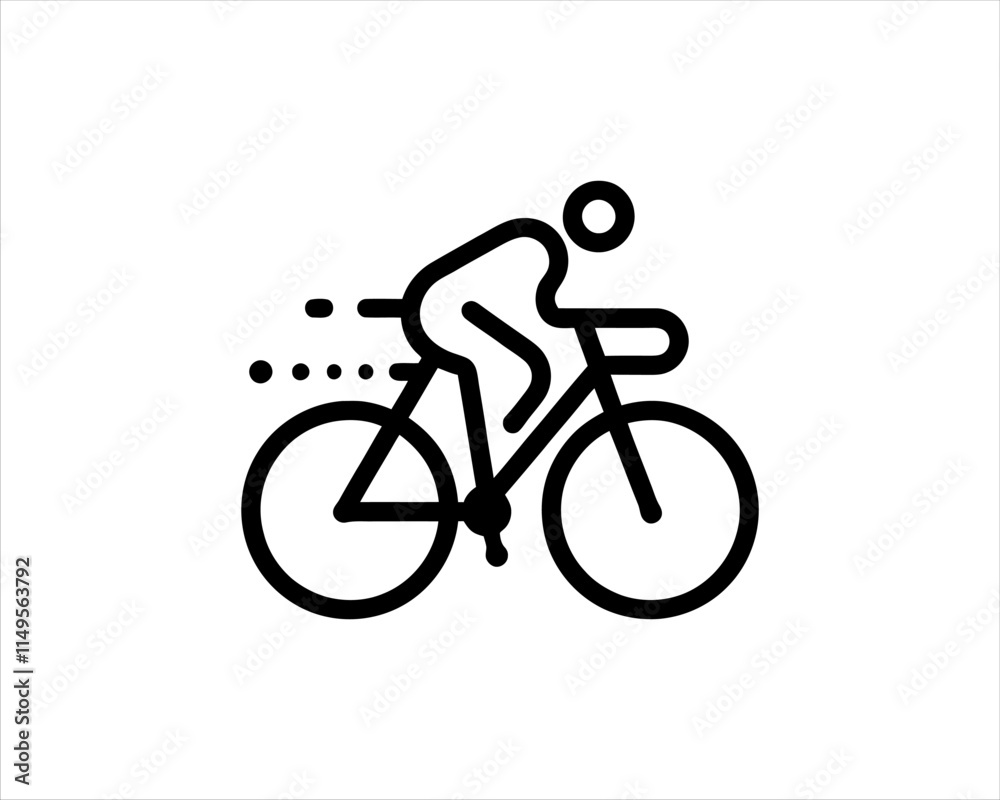 Fototapeta premium silhouette of a person riding a bike vector illustration.