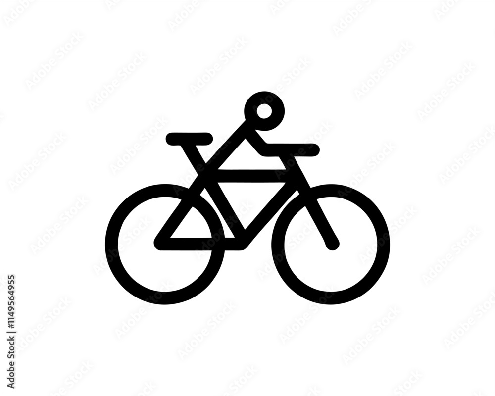 Fototapeta premium silhouette of a person riding a bike vector illustration.