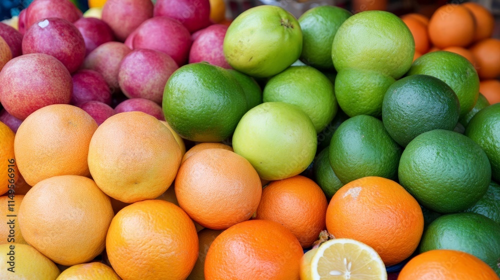 Vibrant Fruit Display Highlighting Texture and Color