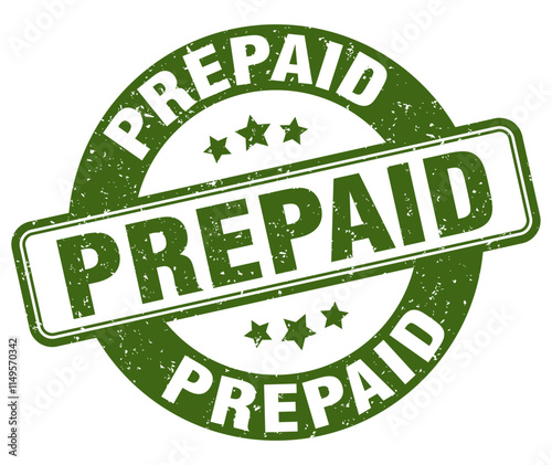 PREPAID stamp on white background