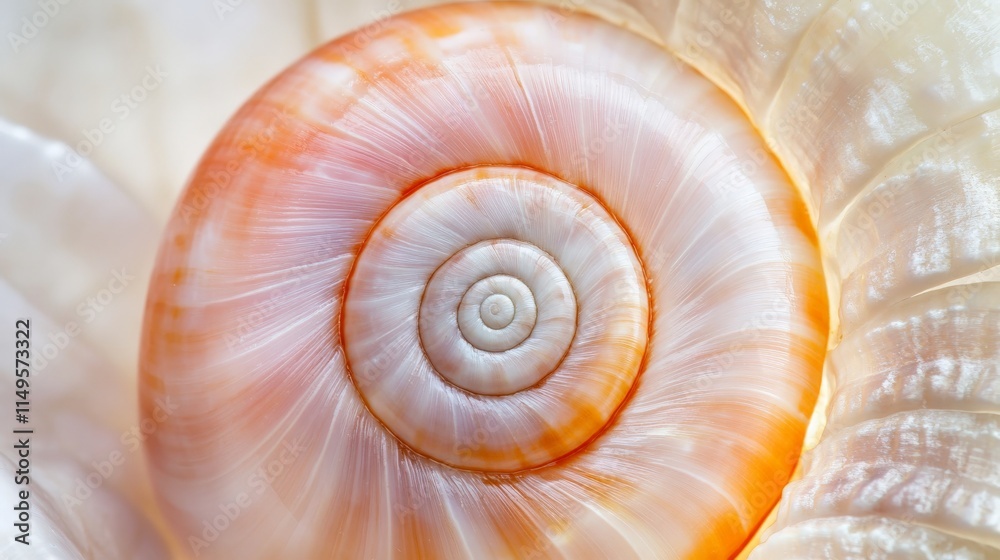 Macro View of Snail Shell with Spiral Texture and Color Macro View of Snail Shell with Spiral Texture and Color