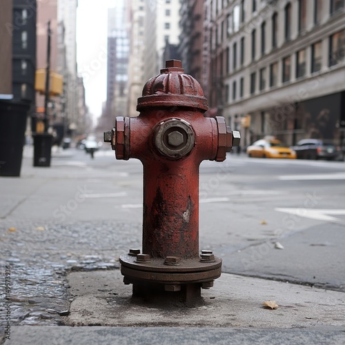 Vintage Fire Hydrant on a Busy City Street photo