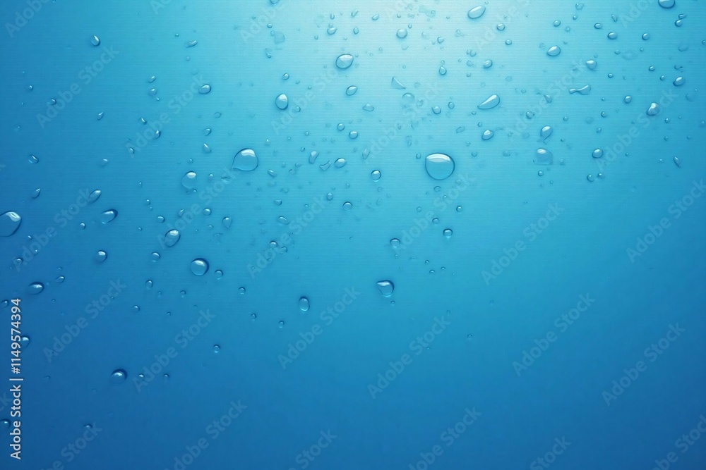 Macro View of Sparkling Water Droplets on a Cool Blue Backgroun Macro View of Sparkling Water Droplets on a Cool Blue Backgroun