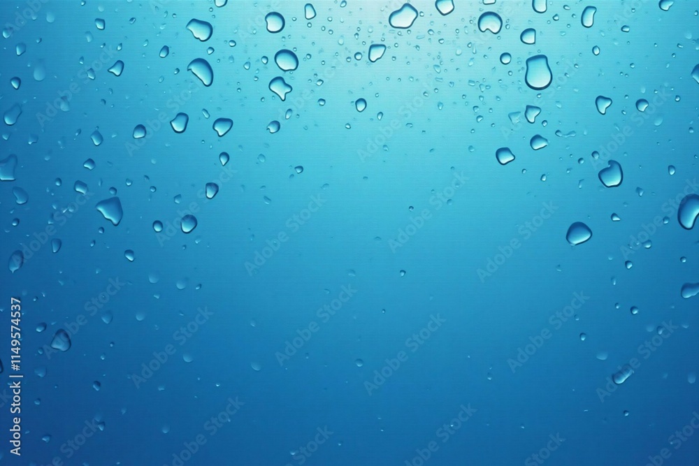 Shimmering Water Droplets on a Blue Background: A Stunning Close-Up of Freshness and Purity Shimmering Water Droplets on a Blue Background: A Stunning Close-Up of Freshness and Purity