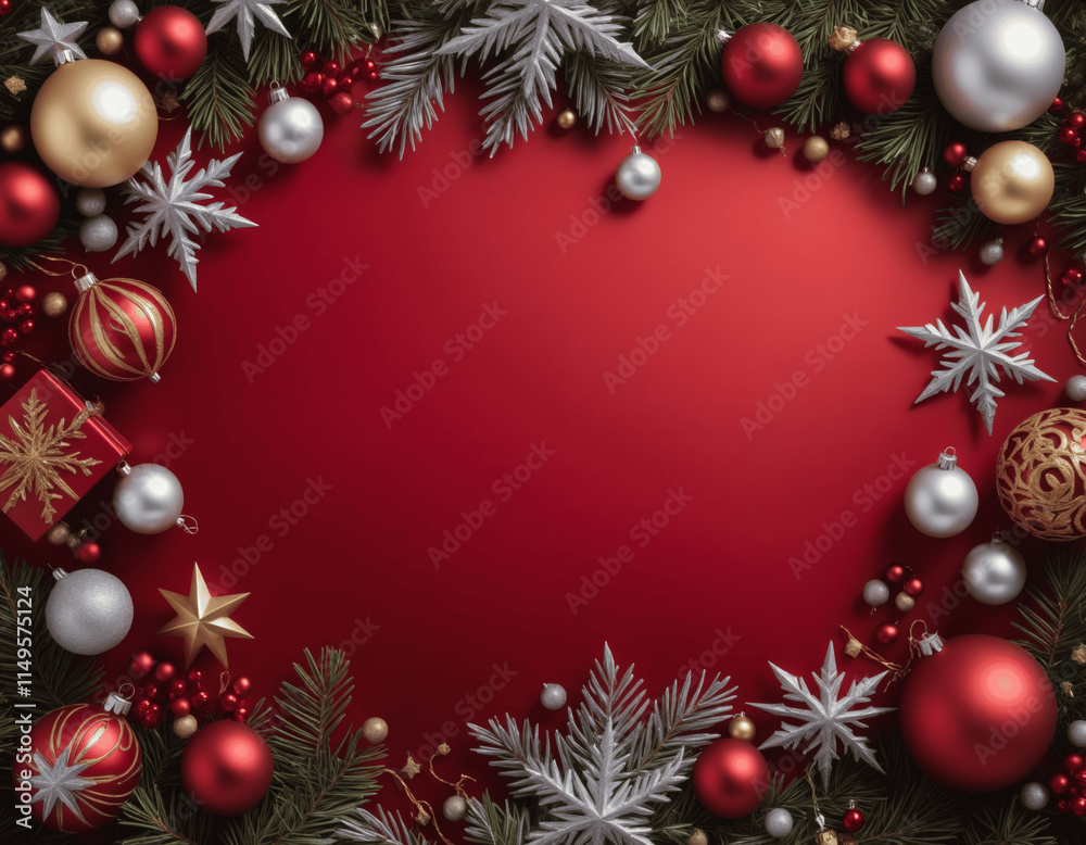christmas background with branches and decorations