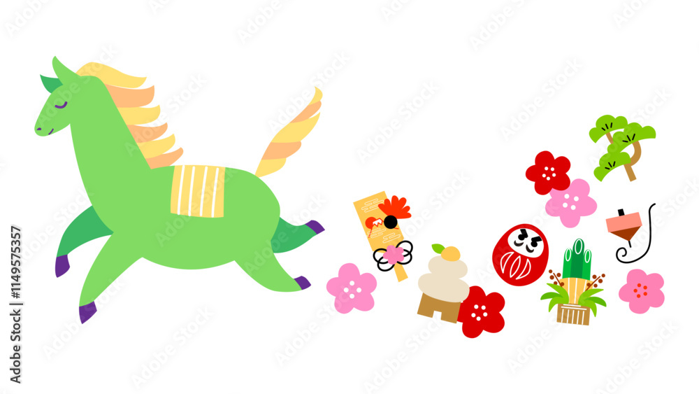 Fototapeta premium 走っている馬のイラスト素材